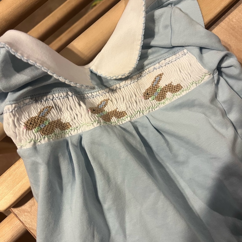 Magnolia Baby Smocked Easter Bunny Romper Footie Outfit